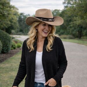 Elegant Tan Women's Hat with Black Band